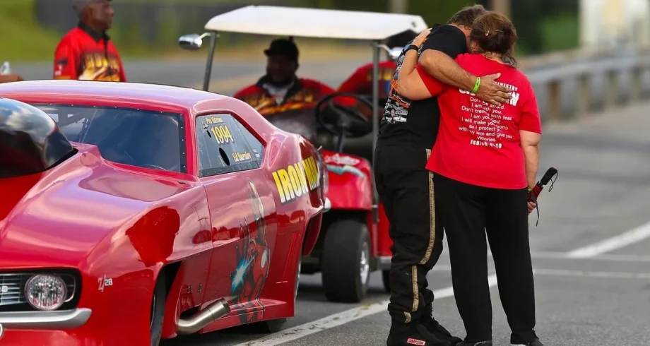 Emotional moment at drag racing event